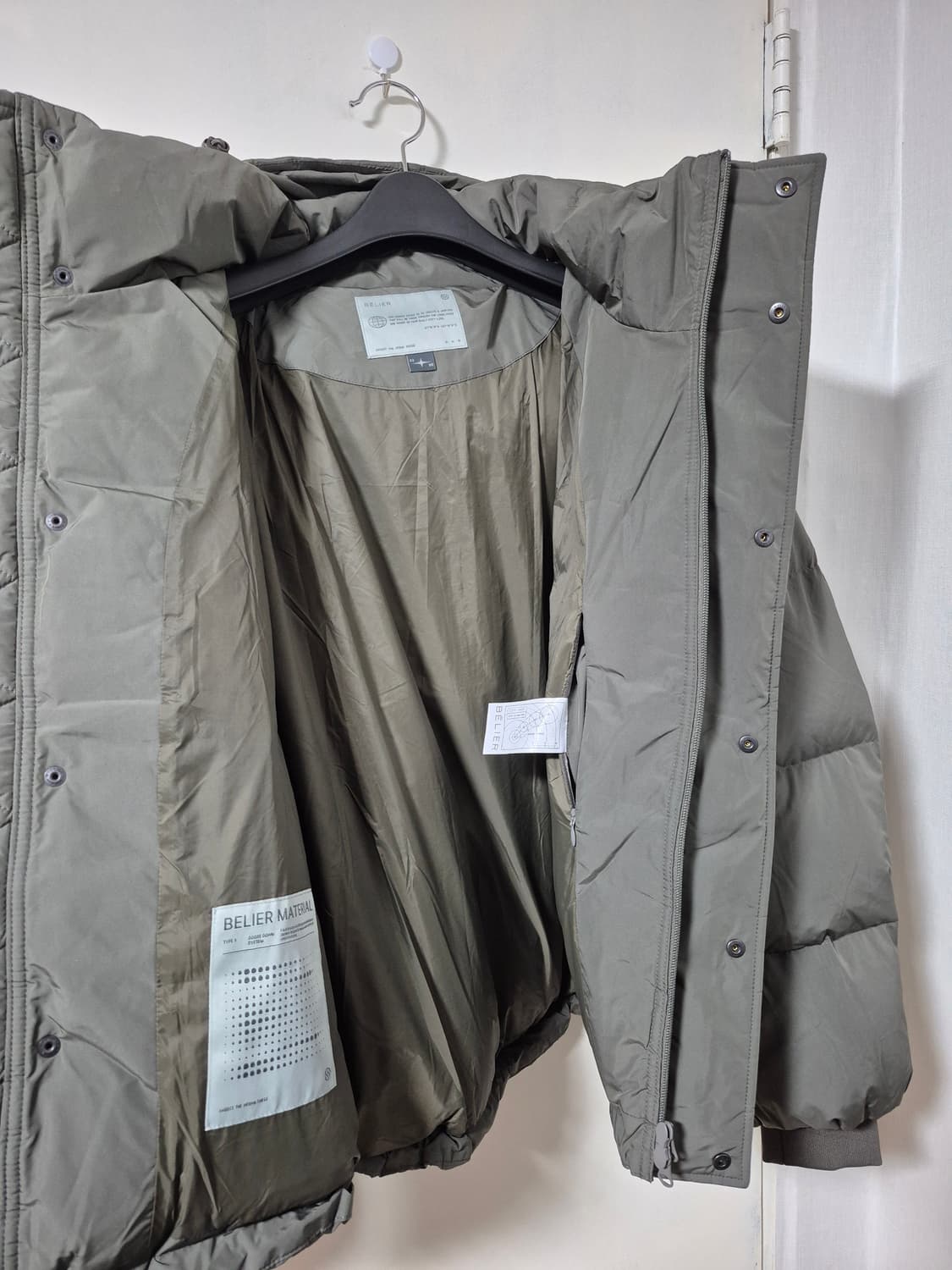 25FW 벨리에 크로스라인 후디스 구스다운 올리브 상품이미지7