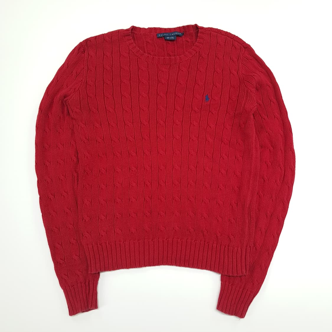 CN827W M 폴로 랄프로렌 레드 라운드 케이블 긴팔 니트 스웨터 상품이미지1