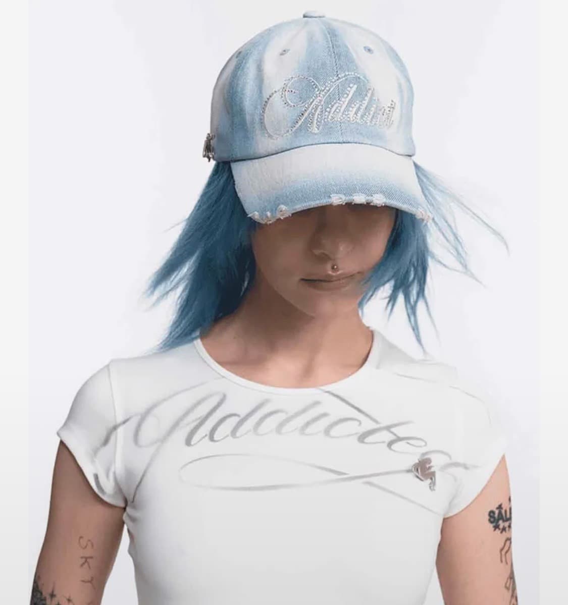 2000 아카이브 모카 데님 큐빅 모자 아일릿 모카 착용 상품이미지2