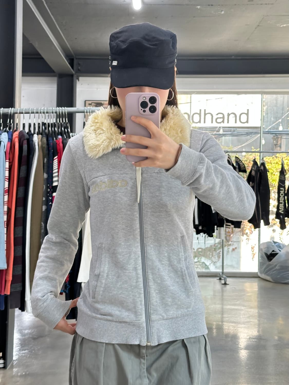 아디다스 Y2k 양털넥 코튼집업 상품이미지1