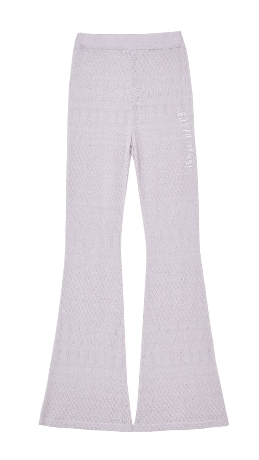 Eyelet Boot-cut Pants (White Pink) 상품이미지1