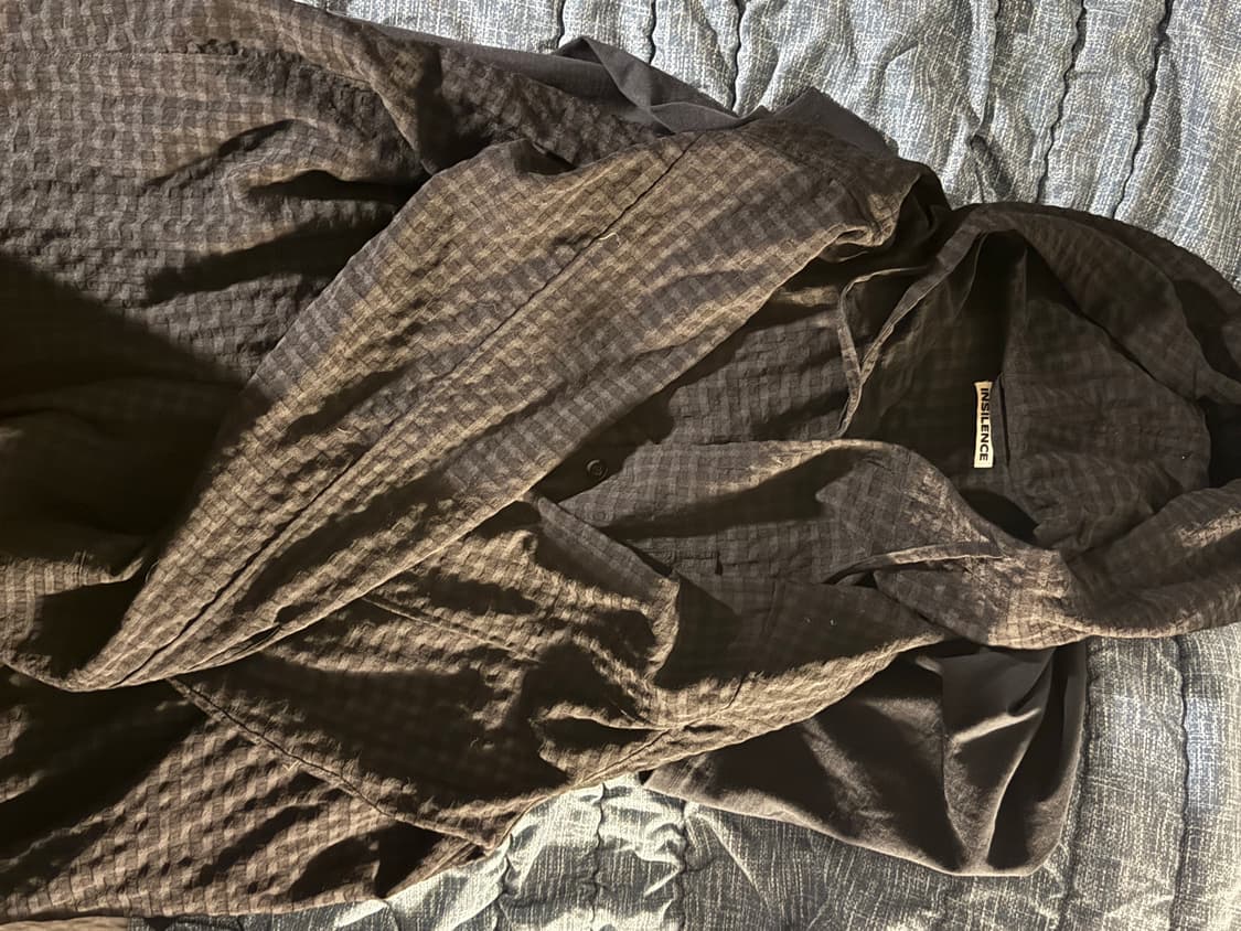 (L)인사일런스 체크 후드 셔츠 상품이미지2