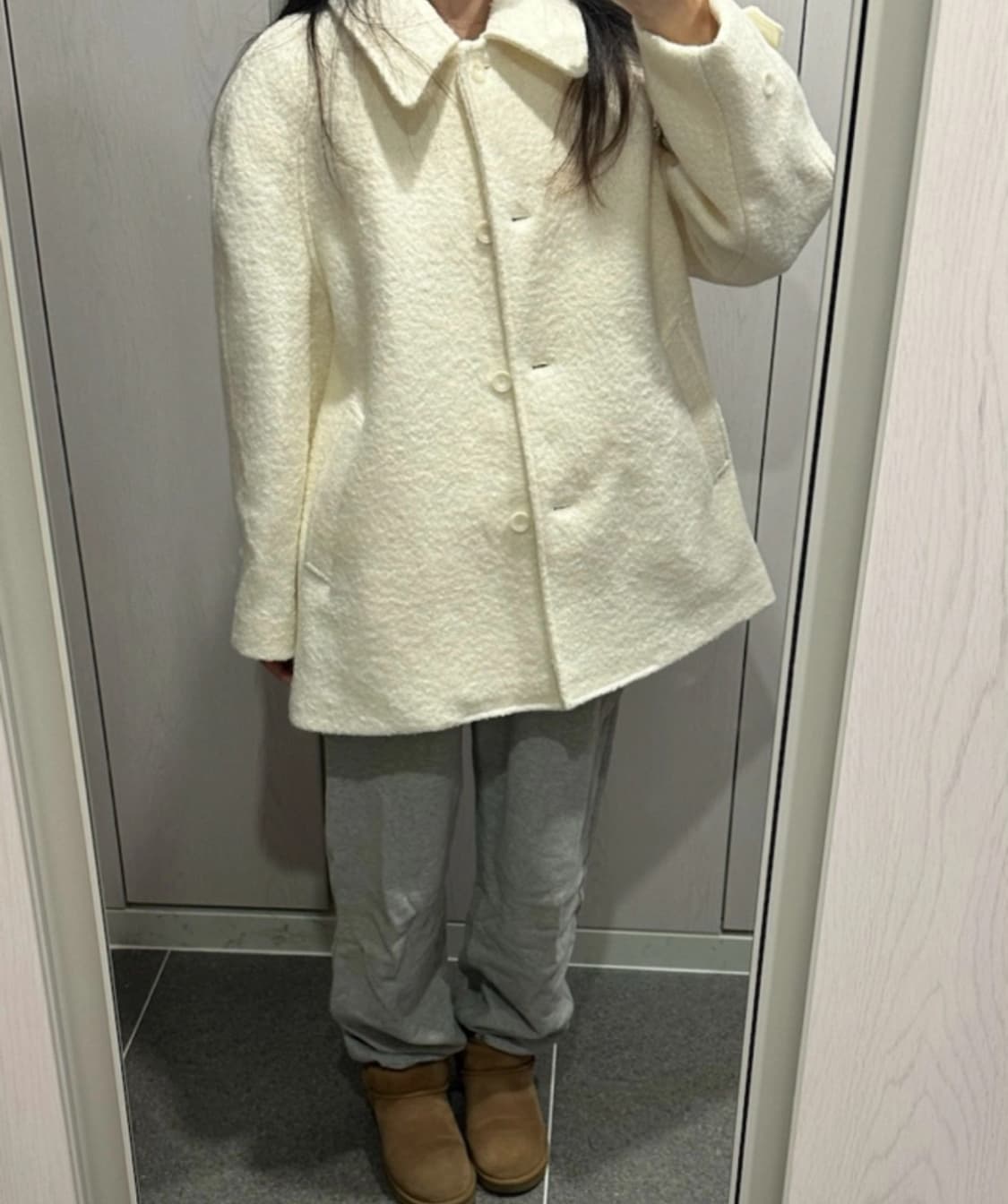 핏 예쁜.. 부클 하프 코트 아이보리 상품이미지1