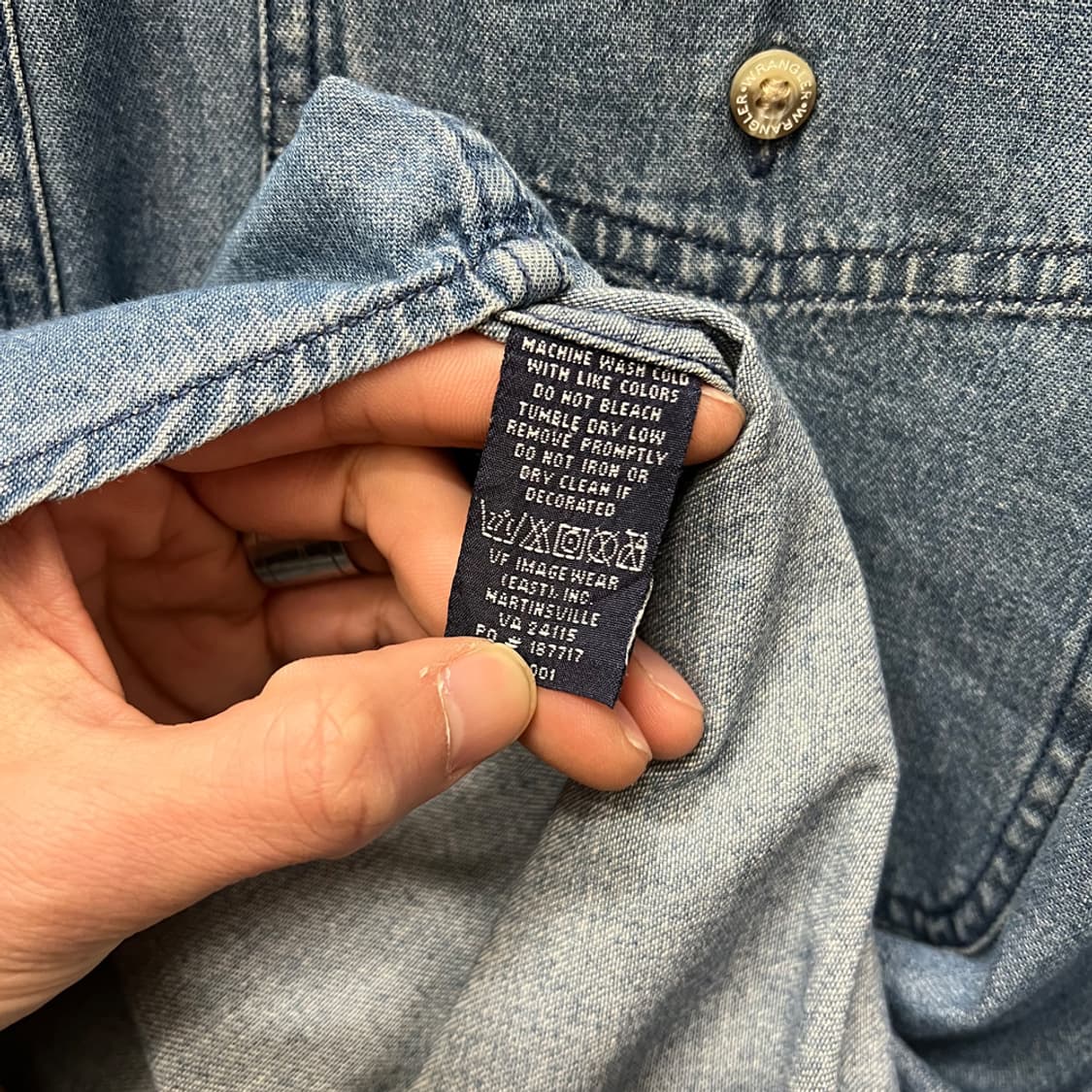 랭글러 히어로 오버핏 워크 데님 셔츠 청남방 L 상품이미지4