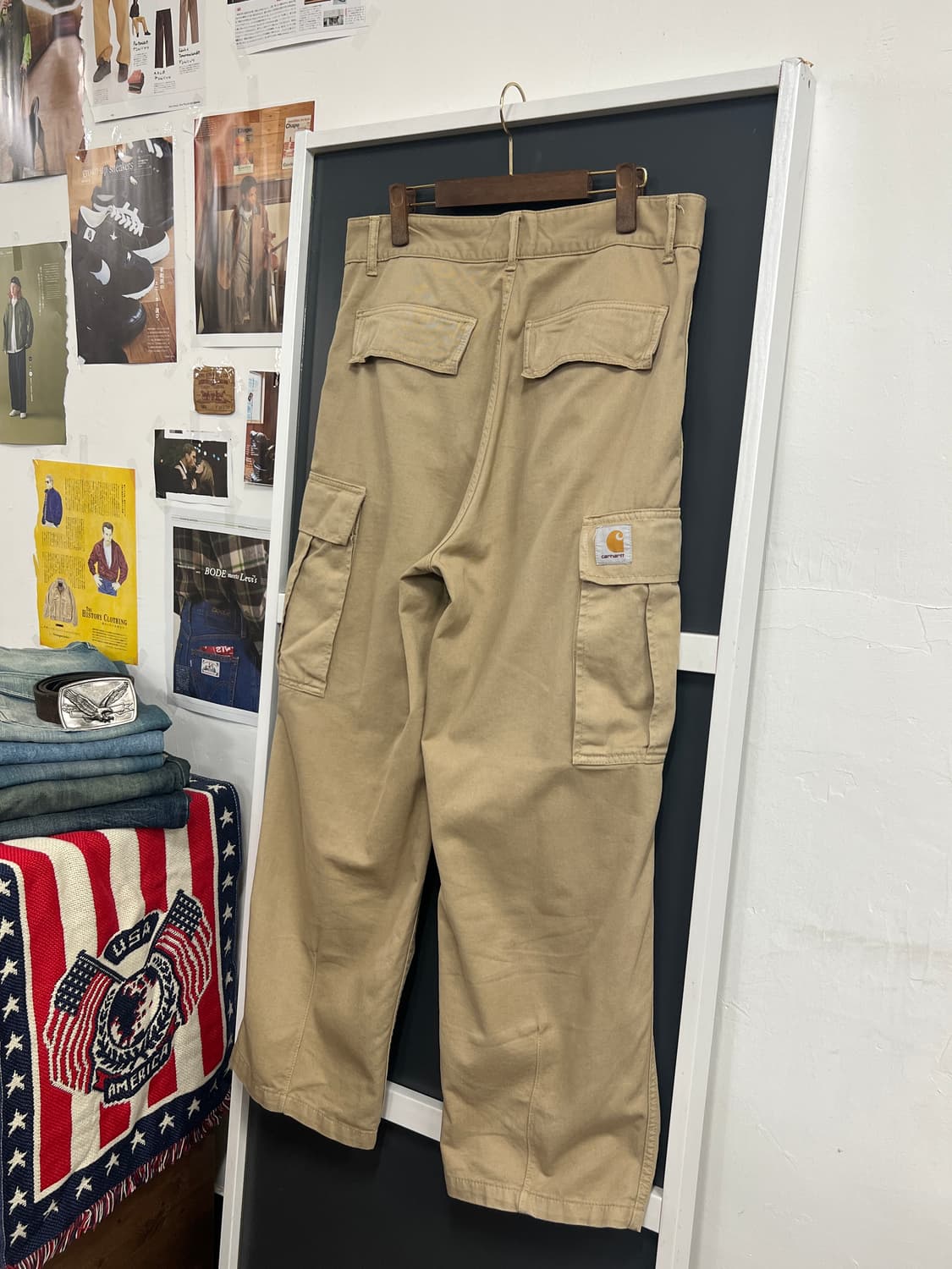 Carhartt WIP 칼하트 콜 카고 베이지 와이드 팬츠 상품이미지1