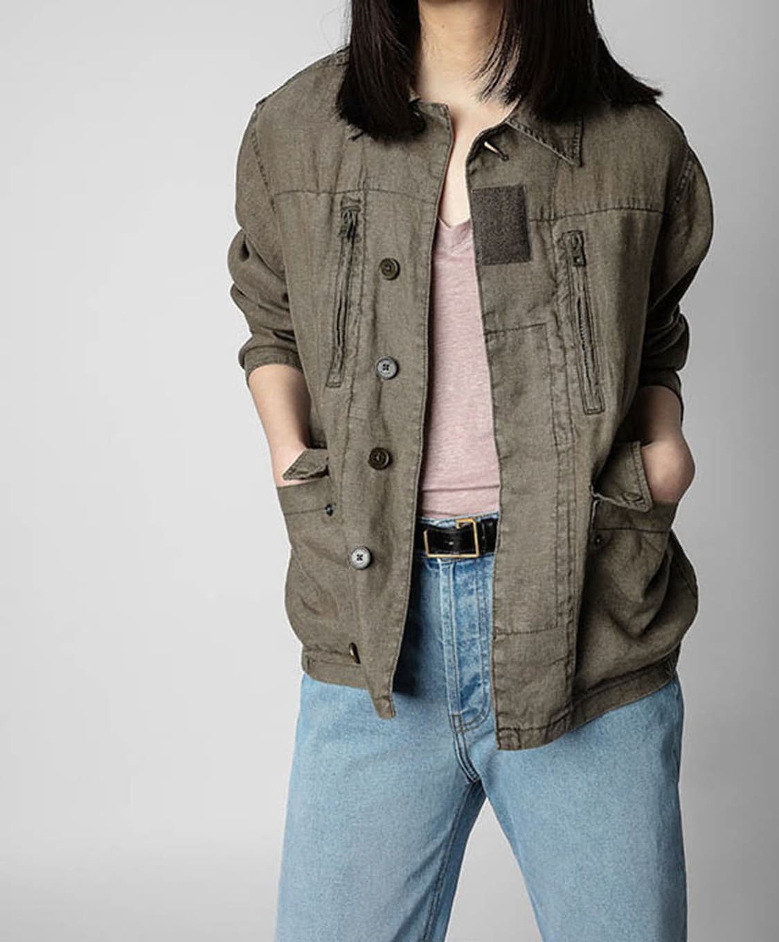 쟈딕앤볼테르 카키 워싱 린넨 밀리터리 야상 자켓 / S 상품이미지2