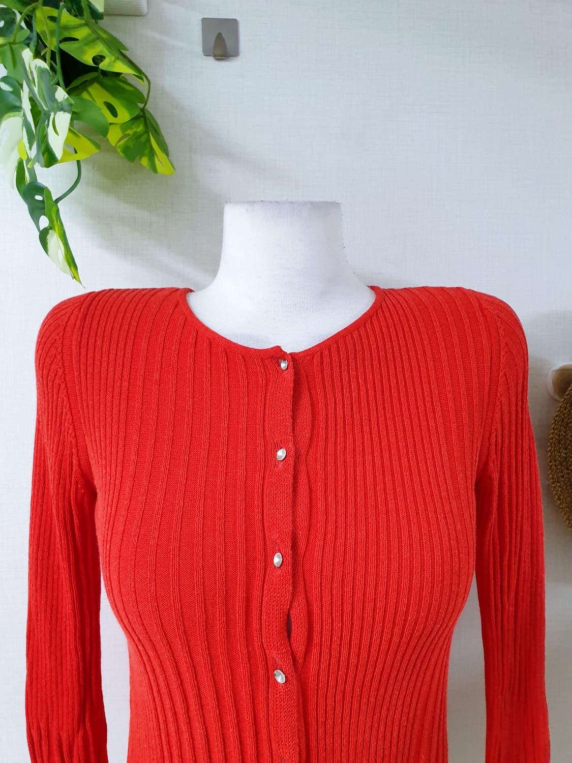발렌티노 정품 이태리산 골지가디건 44 55 오렌지레드 상품이미지2