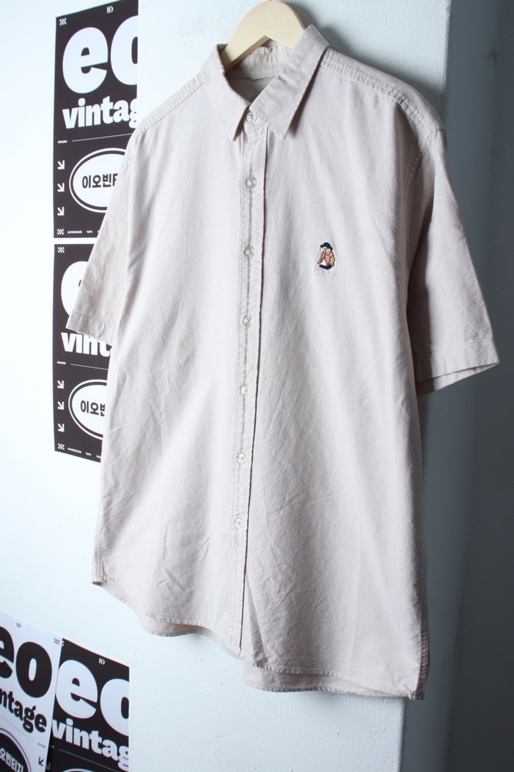 (L-XL) 스파오 반팔 카라 티셔츠 셔츠 남방 베이지 무지-H32356 상품이미지1