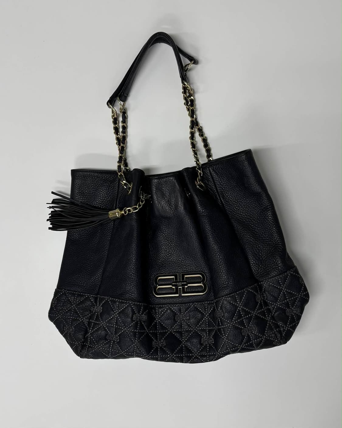 발렌시아가 BB로고 가죽 버킷 퀄팅 쇼퍼백 숄더 토트백 상품이미지1