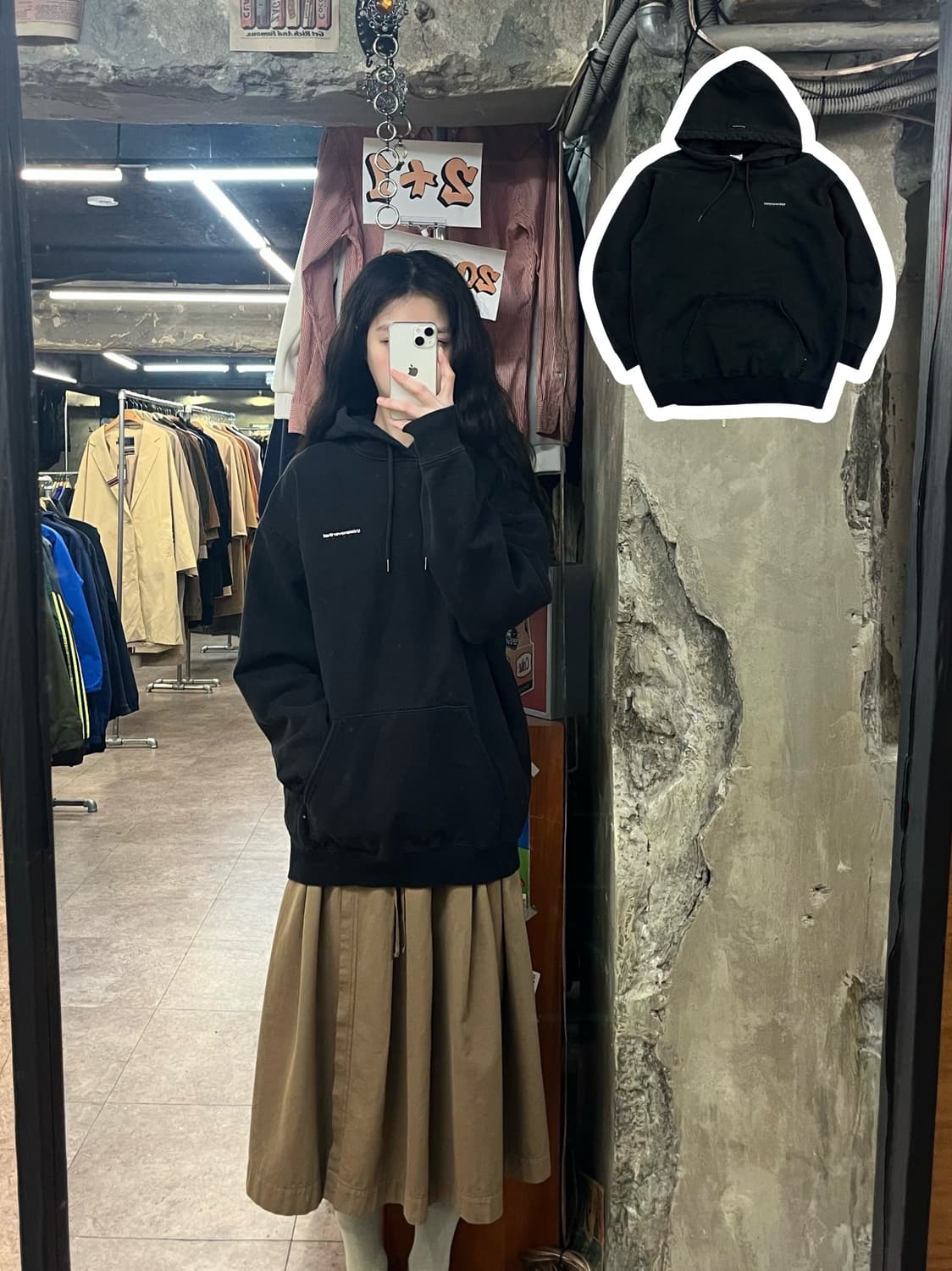 디스이즈네버댓 백로고 기모 후드티 블랙 S #csz3359 상품이미지1