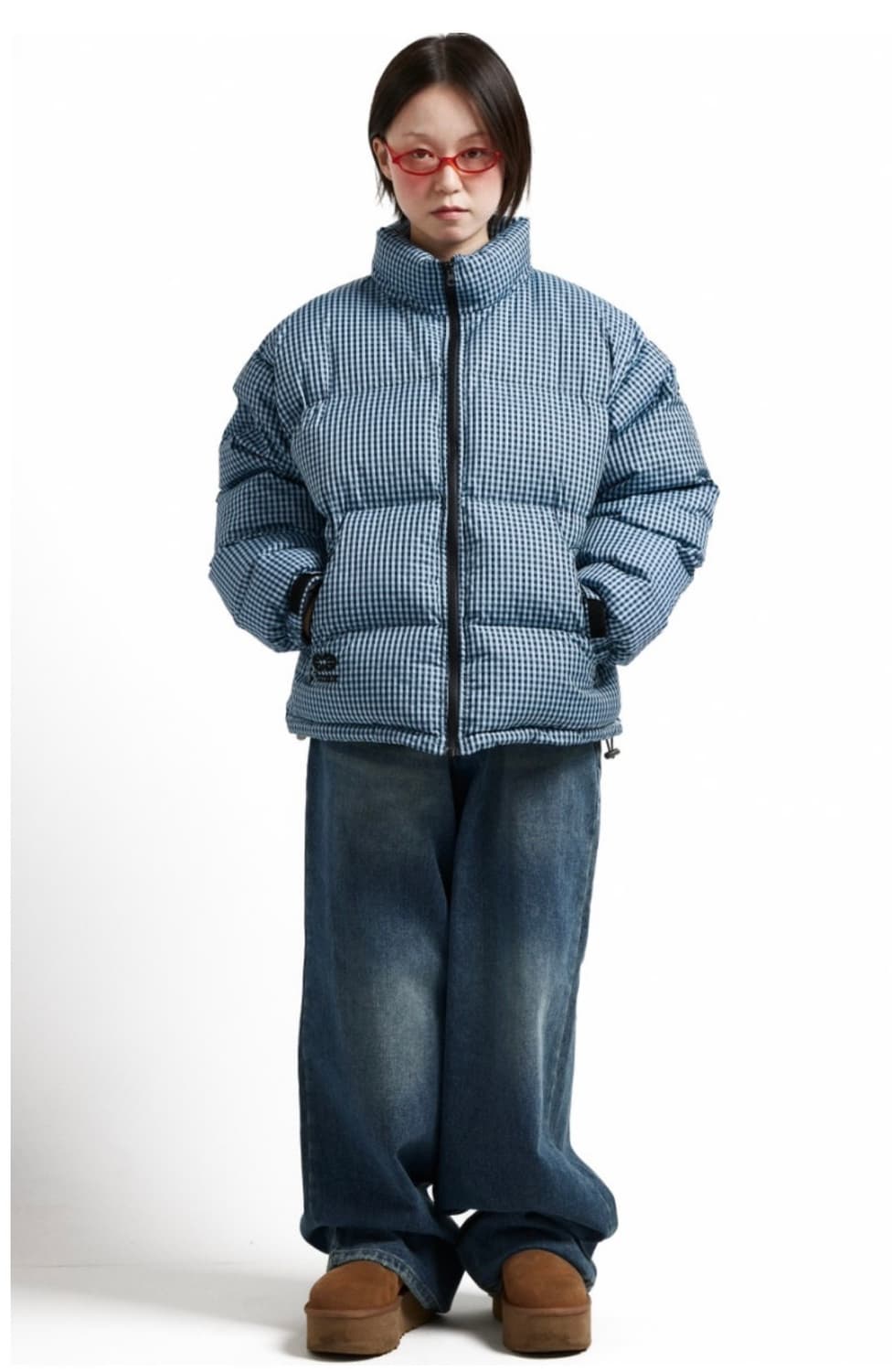 이알티알 ertr 블루 체크 패딩 s사이즈 상품이미지3