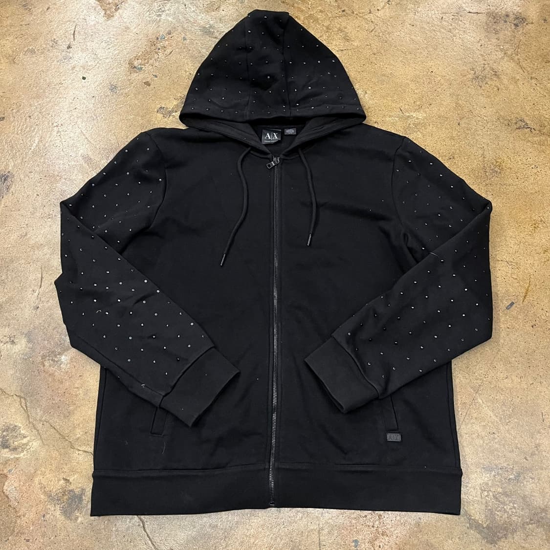 [정품/XL] A|X 아르마니 익스체인지 블랙 후드집업 스톤 장식 b17 상품이미지2