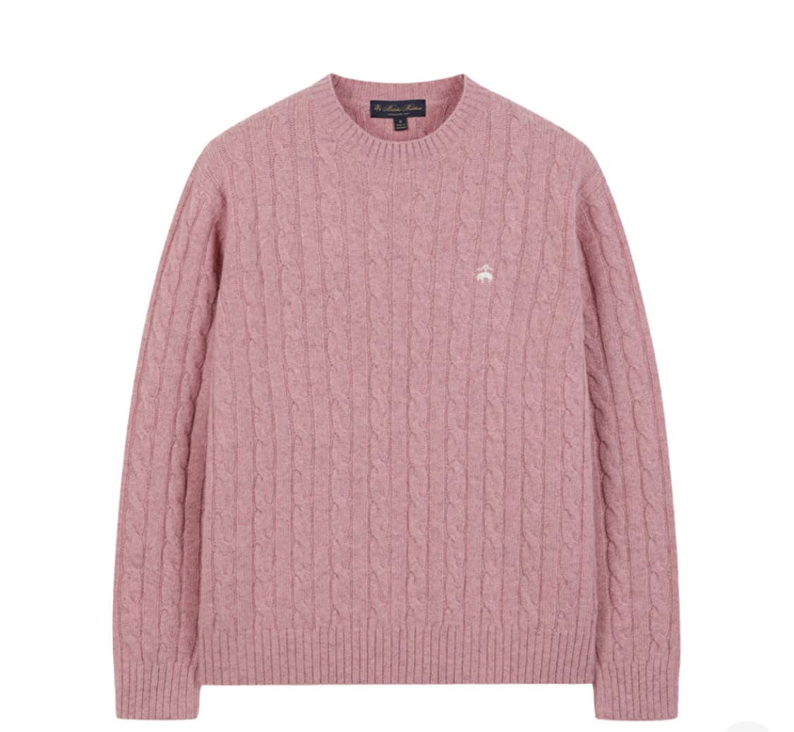 (새상품)브룩스 브라더스 셰틀랜드 케이블 로고 스웨터 핑크(M) 상품이미지3