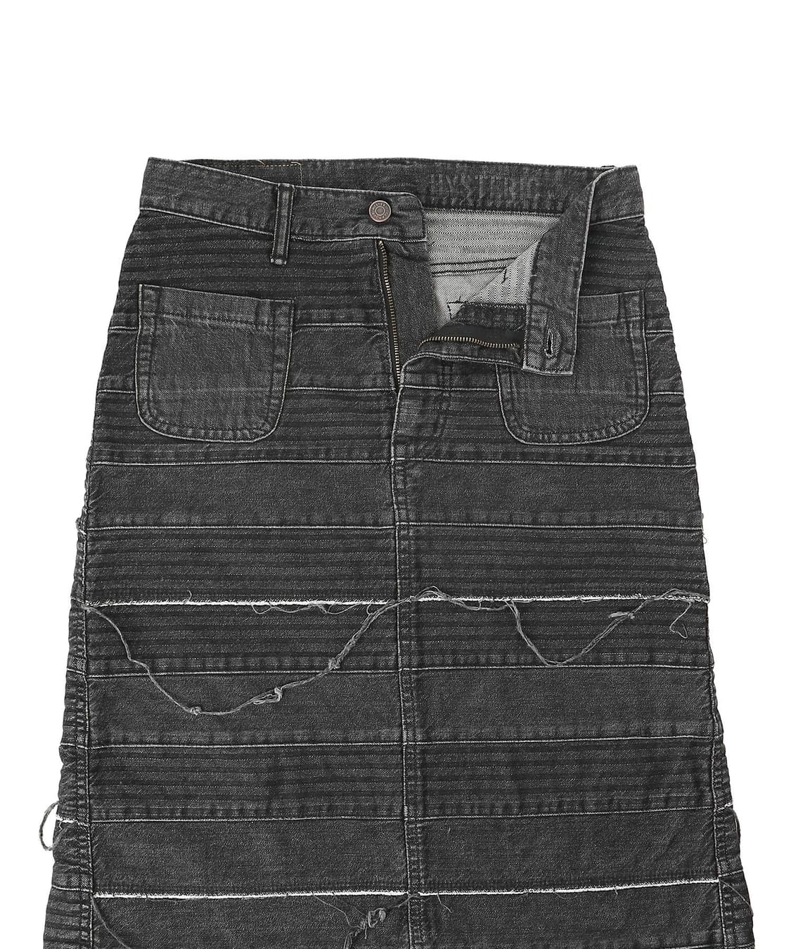 히스테릭 글래머 스크래치 롱 데님 스커트 블랙 상품이미지3