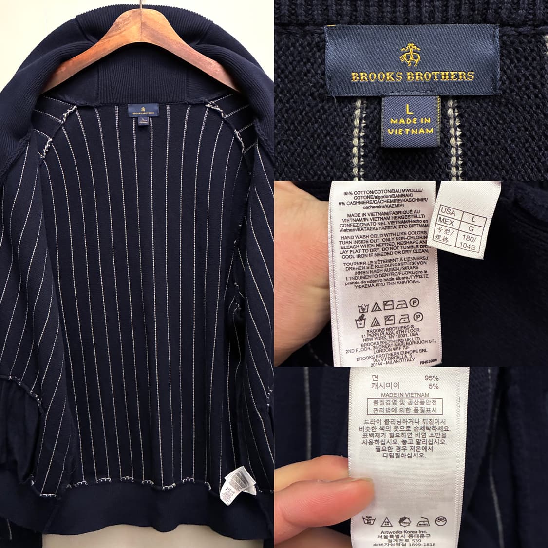 (L/103)브룩스브라더스 코튼 캐시미어 스트라이프 니트 숄가디건 상품이미지10