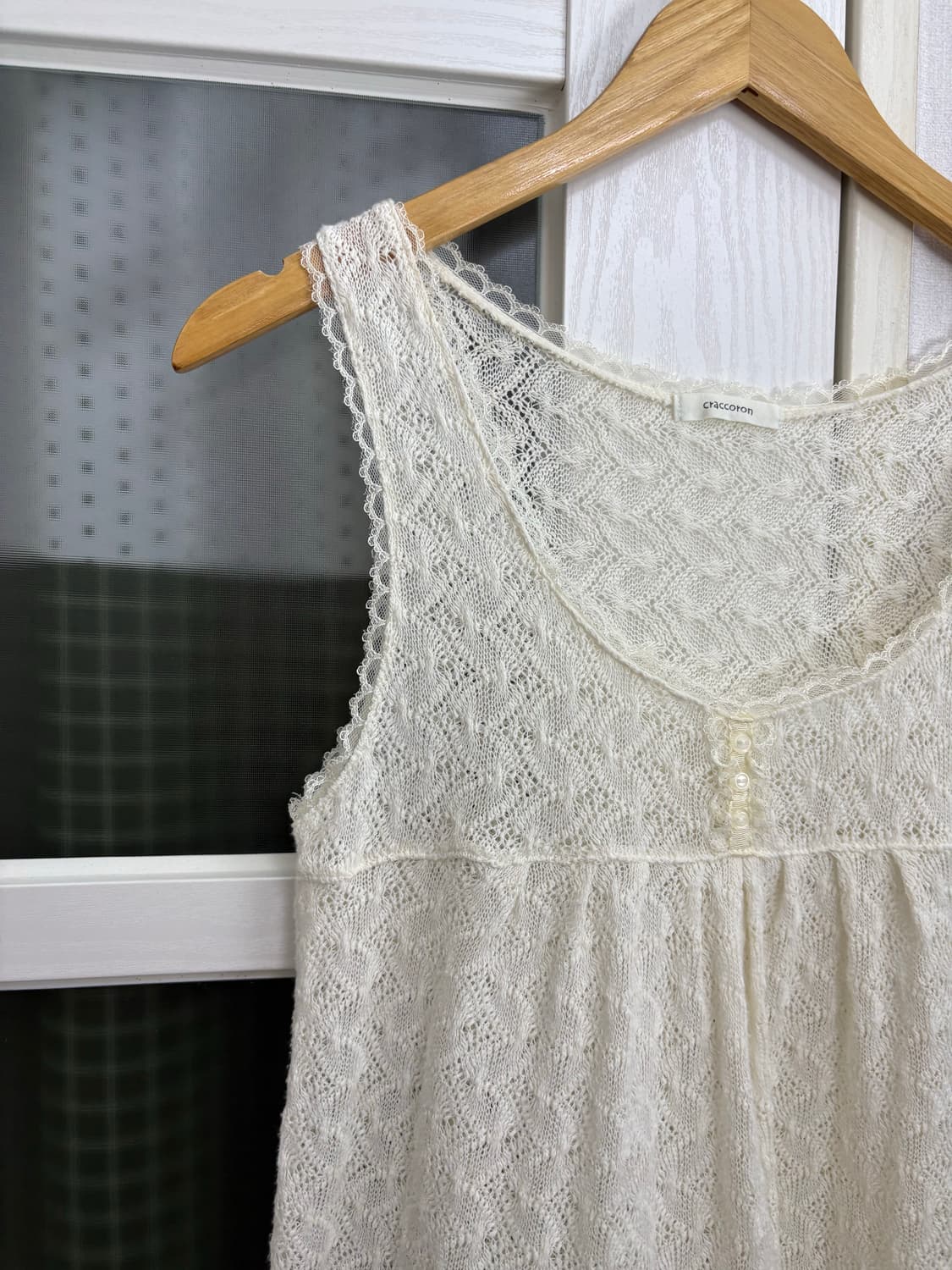 아이보리 레이스 니트 슬리브리스 상품이미지3