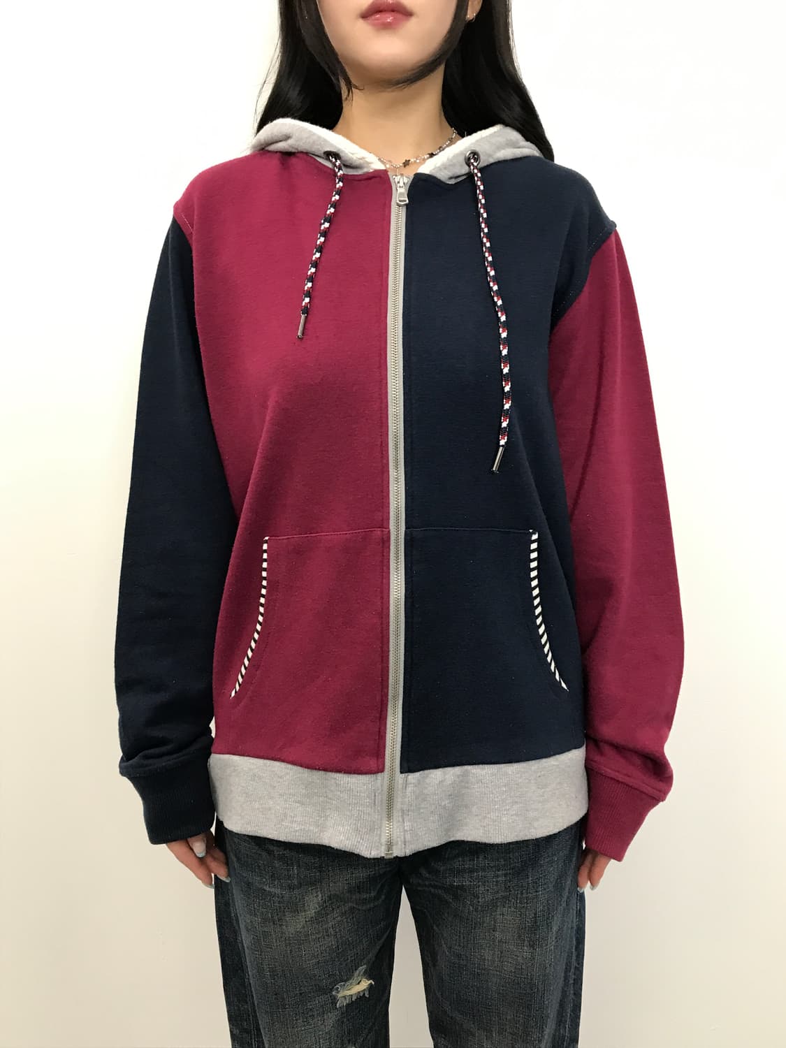 Semantic Design Color Block Hoodie Zip 상품이미지2