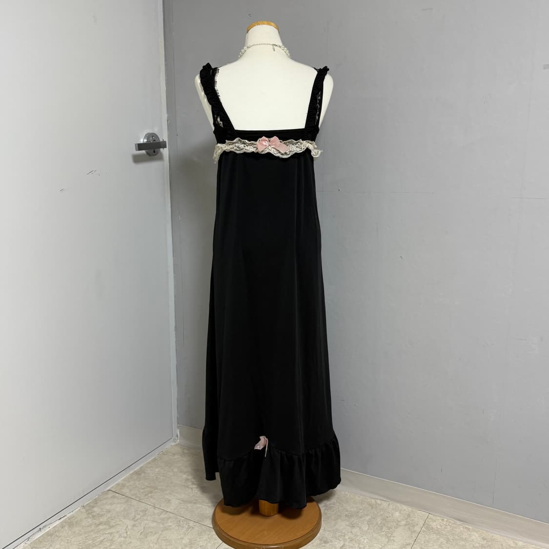 키치 갸루 펑크 핑크리본 레이스 슬립 원피스 상품이미지5