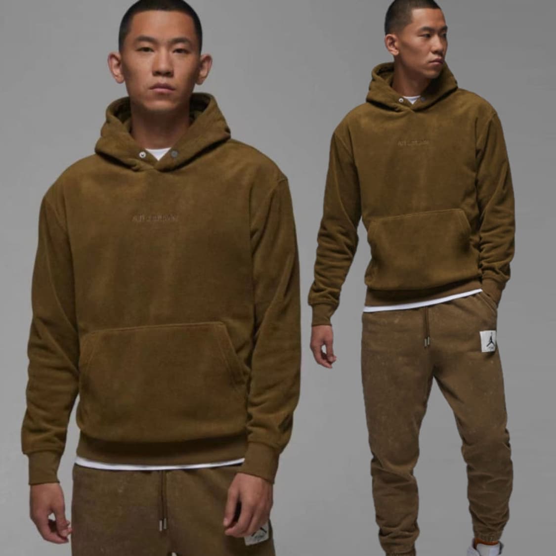 나이키 조던 에센셜 윈터 플리스 후드티 라이트 올리브 다크브라운 L 상품이미지3