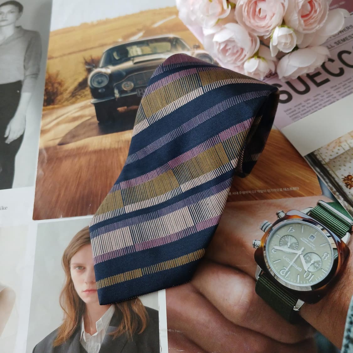 짐톰슨 실크 네이비 스트라이프 넥타이 8.0cm A+~A등급 A19731 상품이미지4