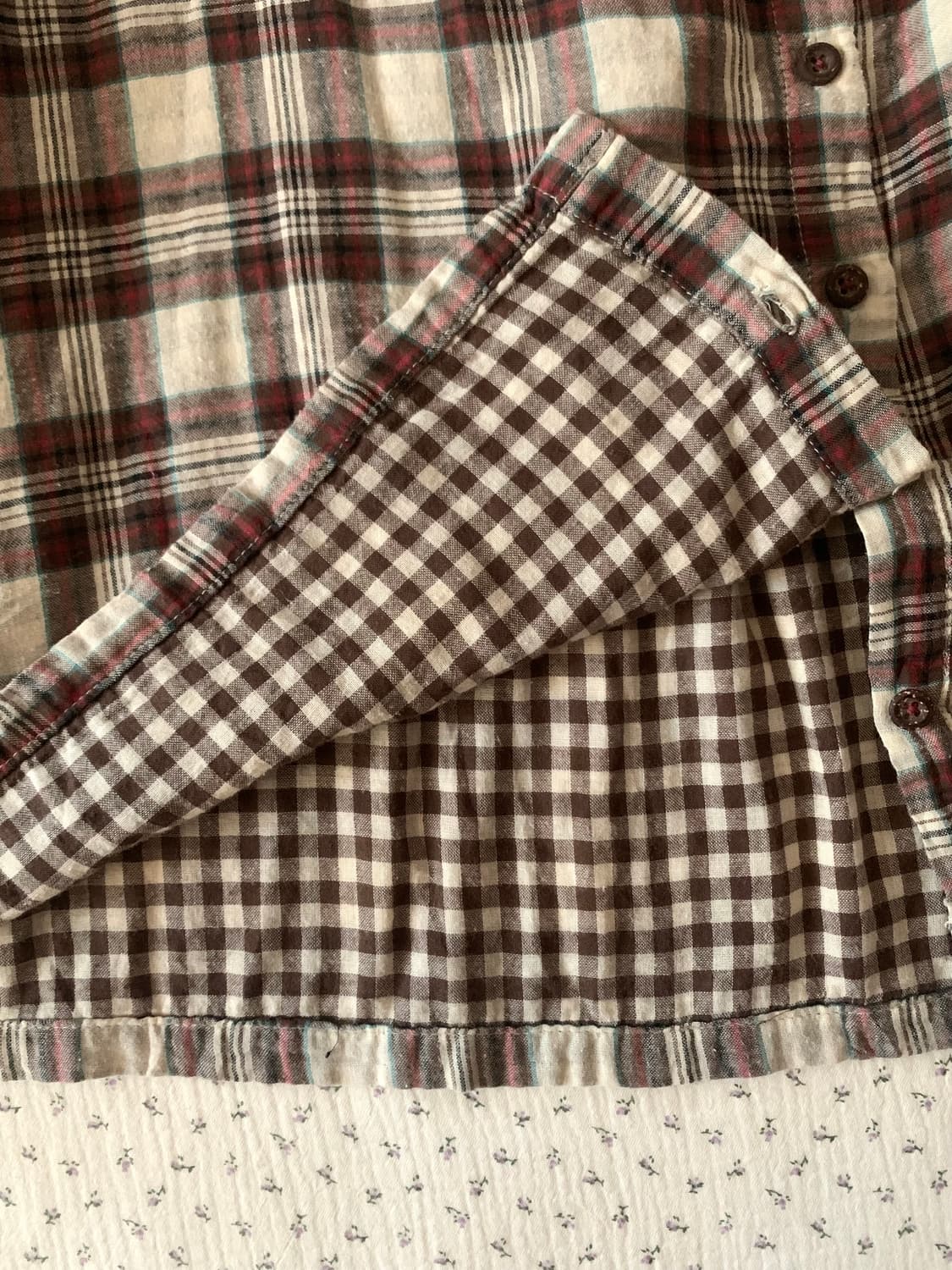 모리 스퀘어 체크 레이스 블라우스 상품이미지4