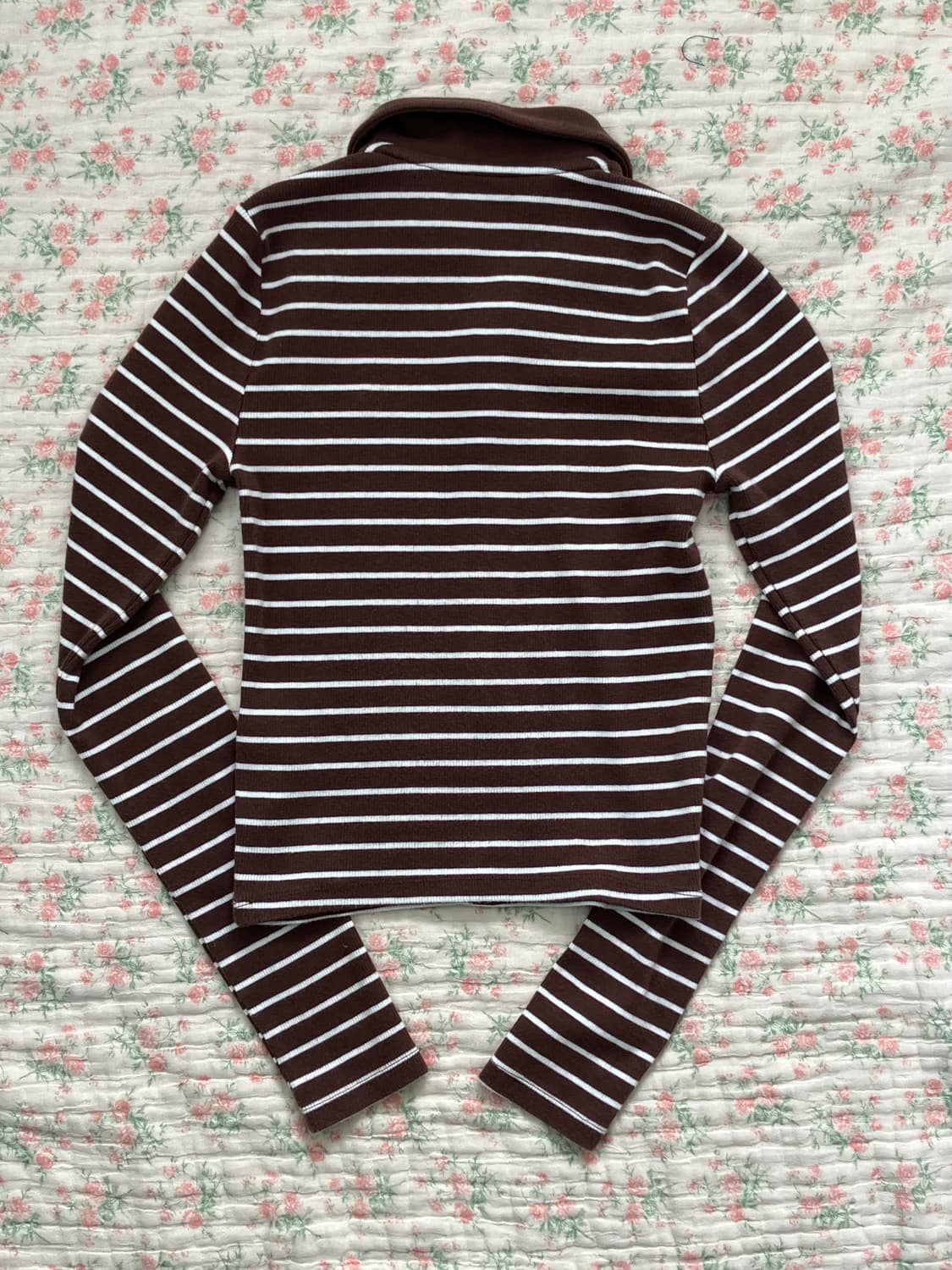 아베크롬비 초코 우유 브라운 카라 스트라이프 니트 1100 모리걸 y2k 상품이미지3