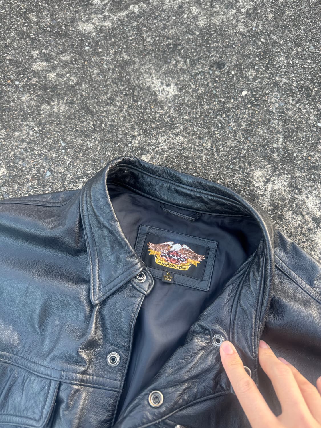 90s 빈티지 할리데이비슨 가죽 레더 셔츠 자켓 XL 상품이미지4