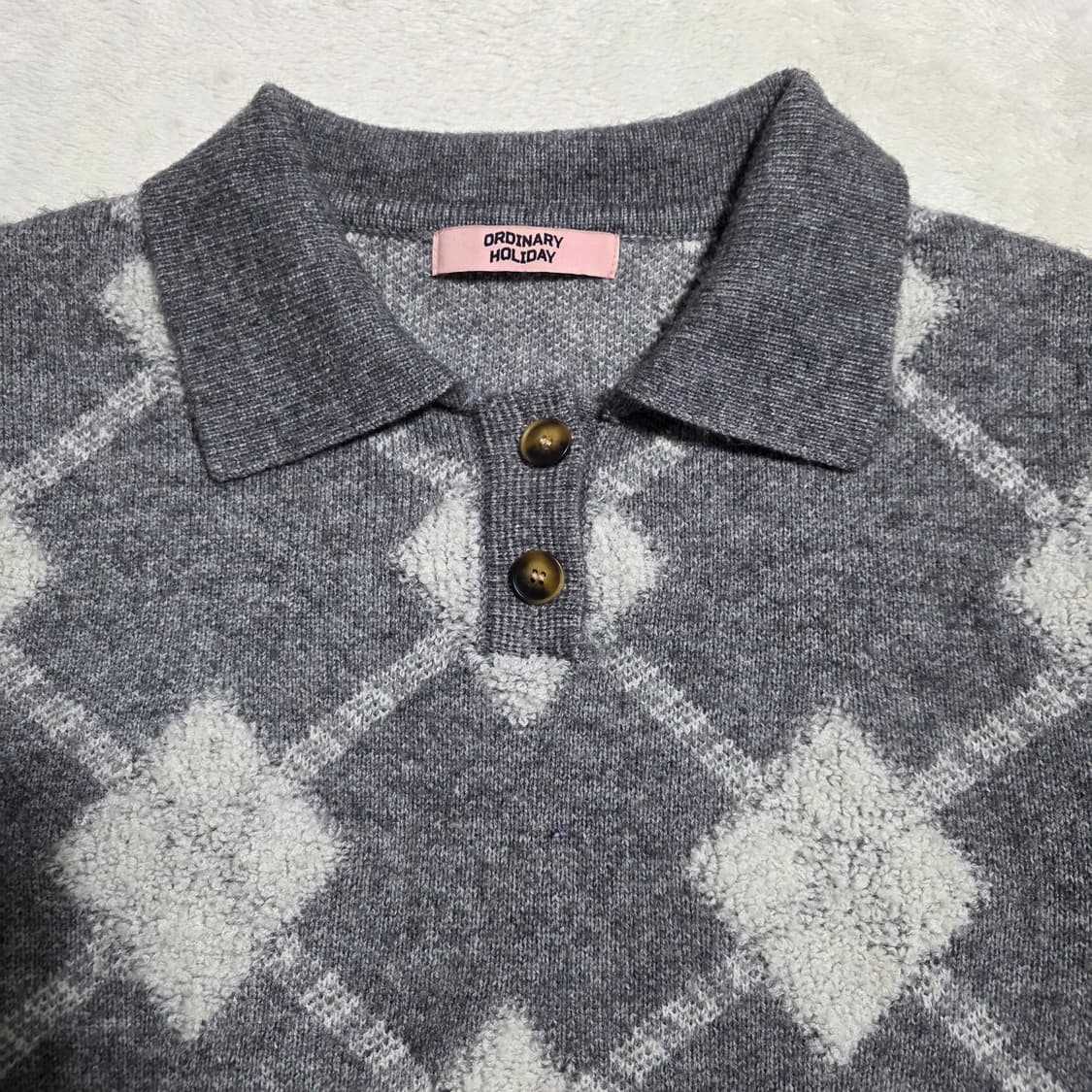 (F)여성 오디너리홀리데이 아가일 크롭 카라니트  상품이미지2