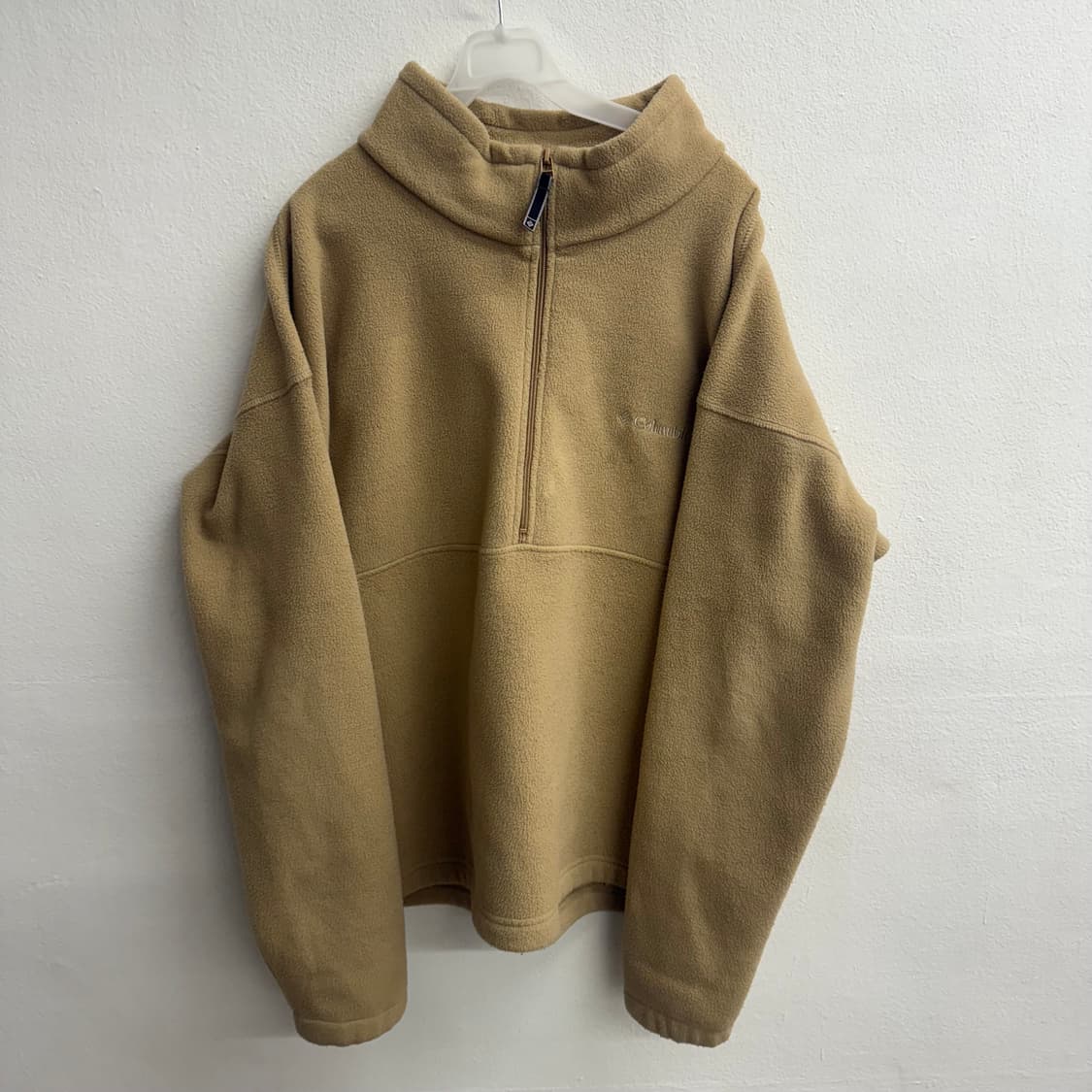 컬럼비아 하프집업 플리스 베이지 아노락 기모 맨투맨 L 상품이미지1