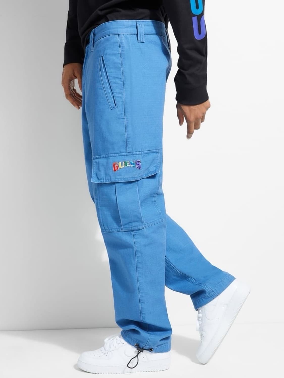 31) 새상품 게스 GUESS 카고 코튼 팬츠 블루 상품이미지7
