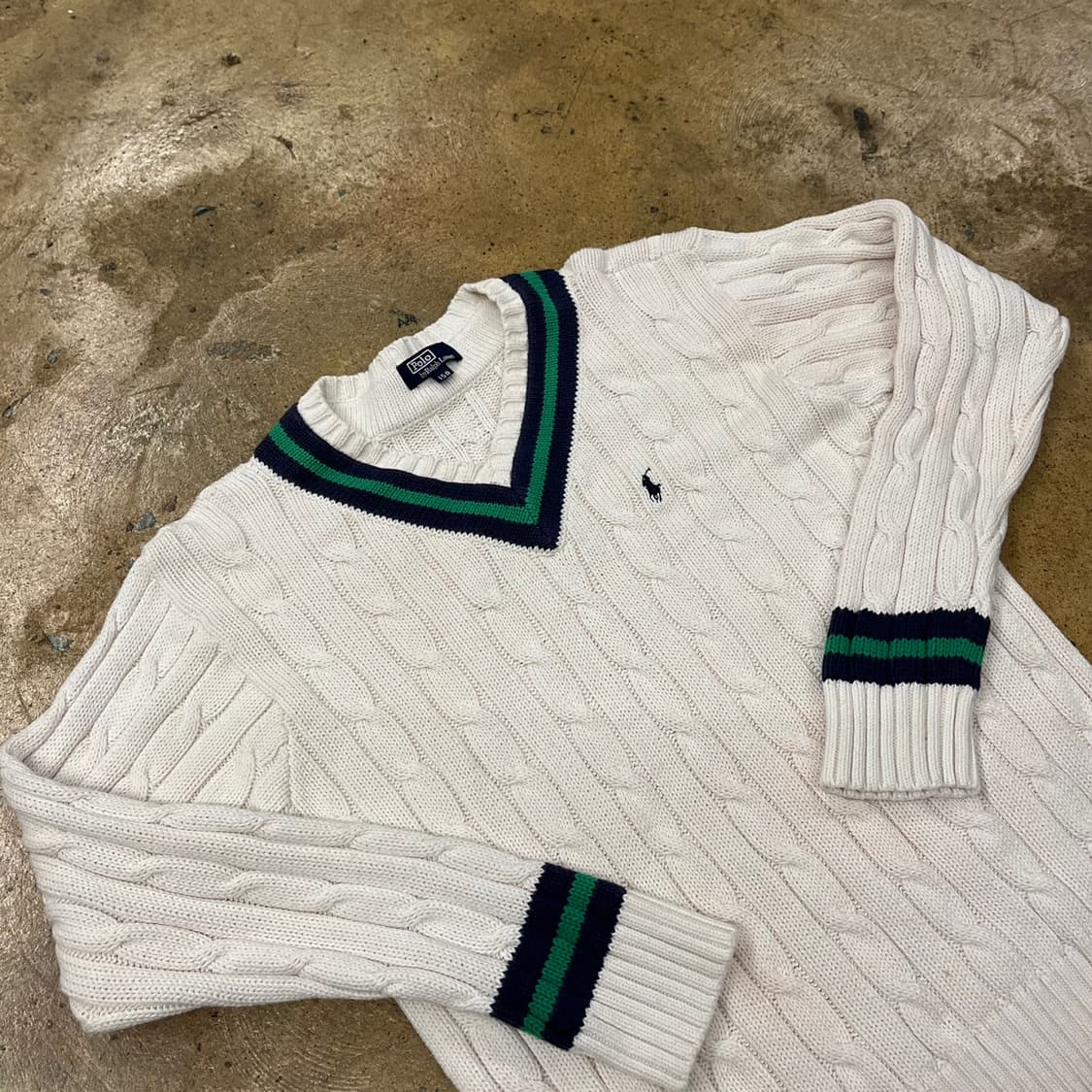 폴로 랄프로렌 브이넥 꽈배기 니트 150 상품이미지1