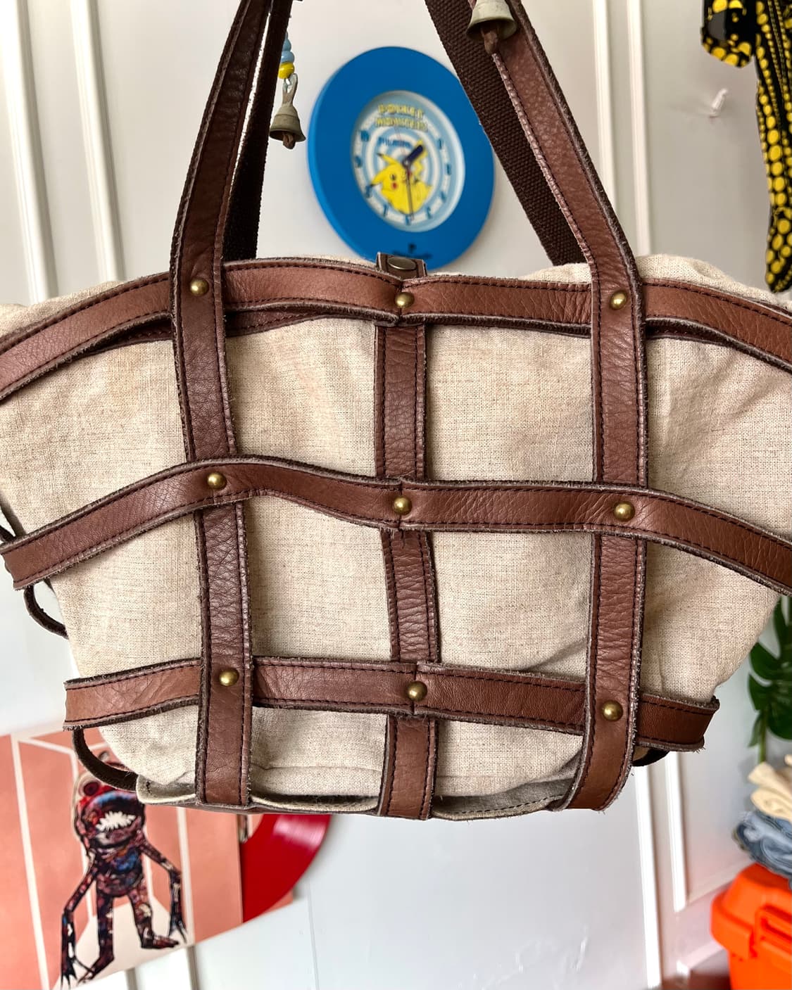 Vintage Leather Harness Stud Tote Bag 상품이미지3