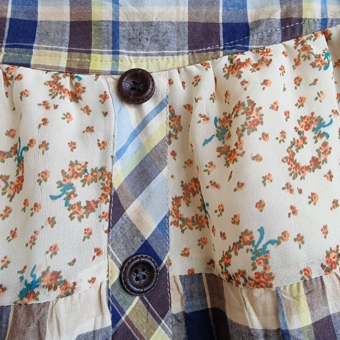 패치워크 체크 플라워  캉캉 롱스커트 상품이미지4