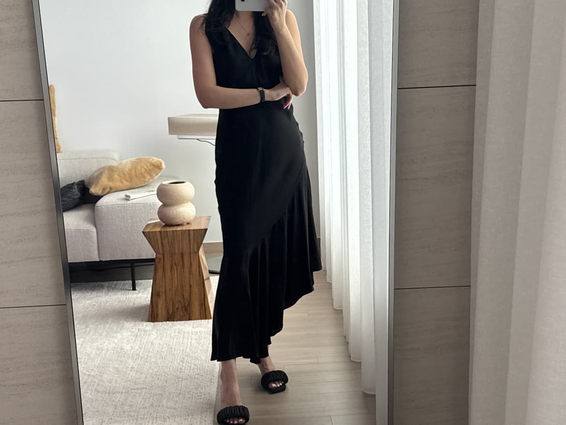 <새상품🖤> 비스코스 비대칭 롱슬립원피스 블랙드레스 상품이미지6