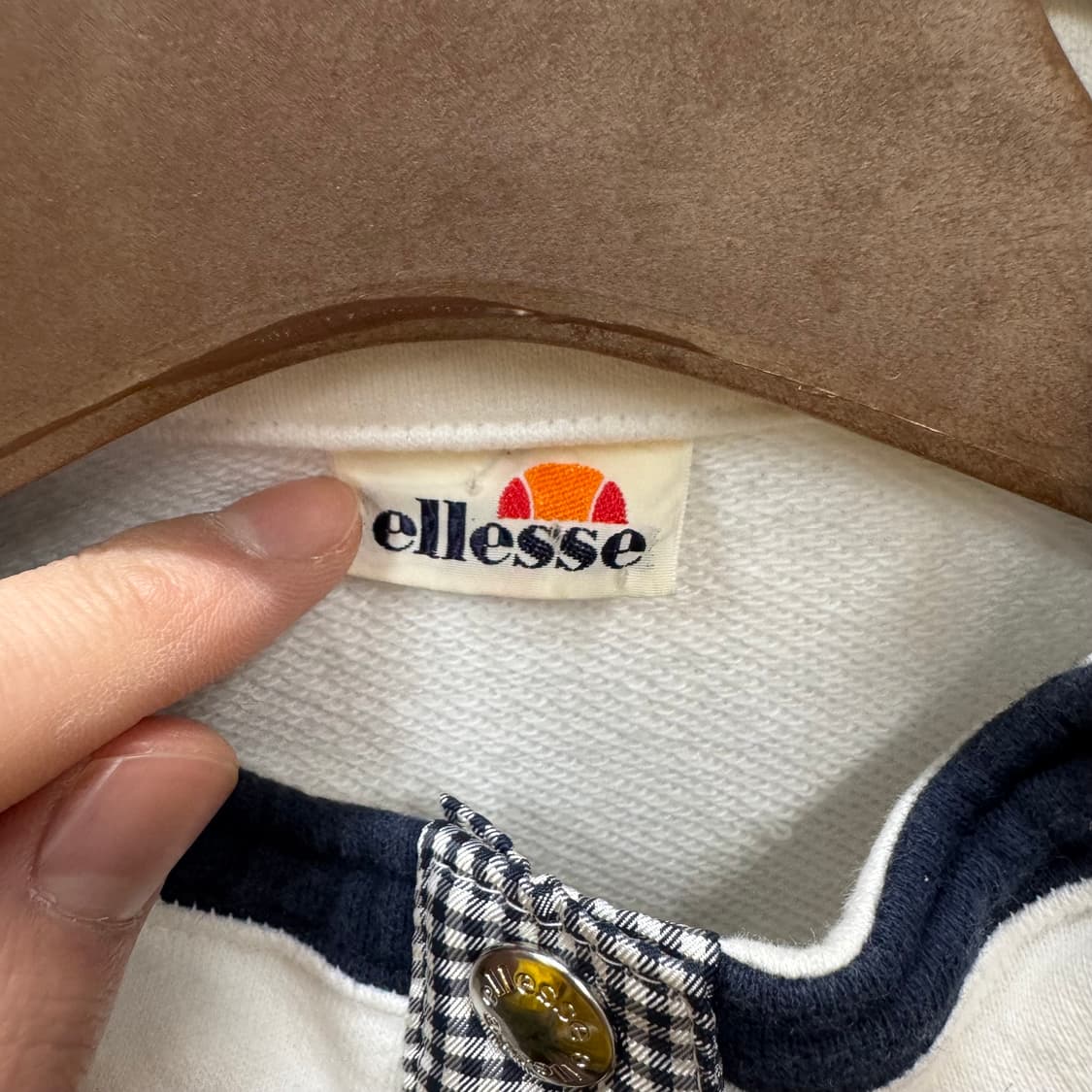 00s 엘레쎄 스웻셔츠 하프 버튼업 전면 로고 포인트 화이트 상품이미지6