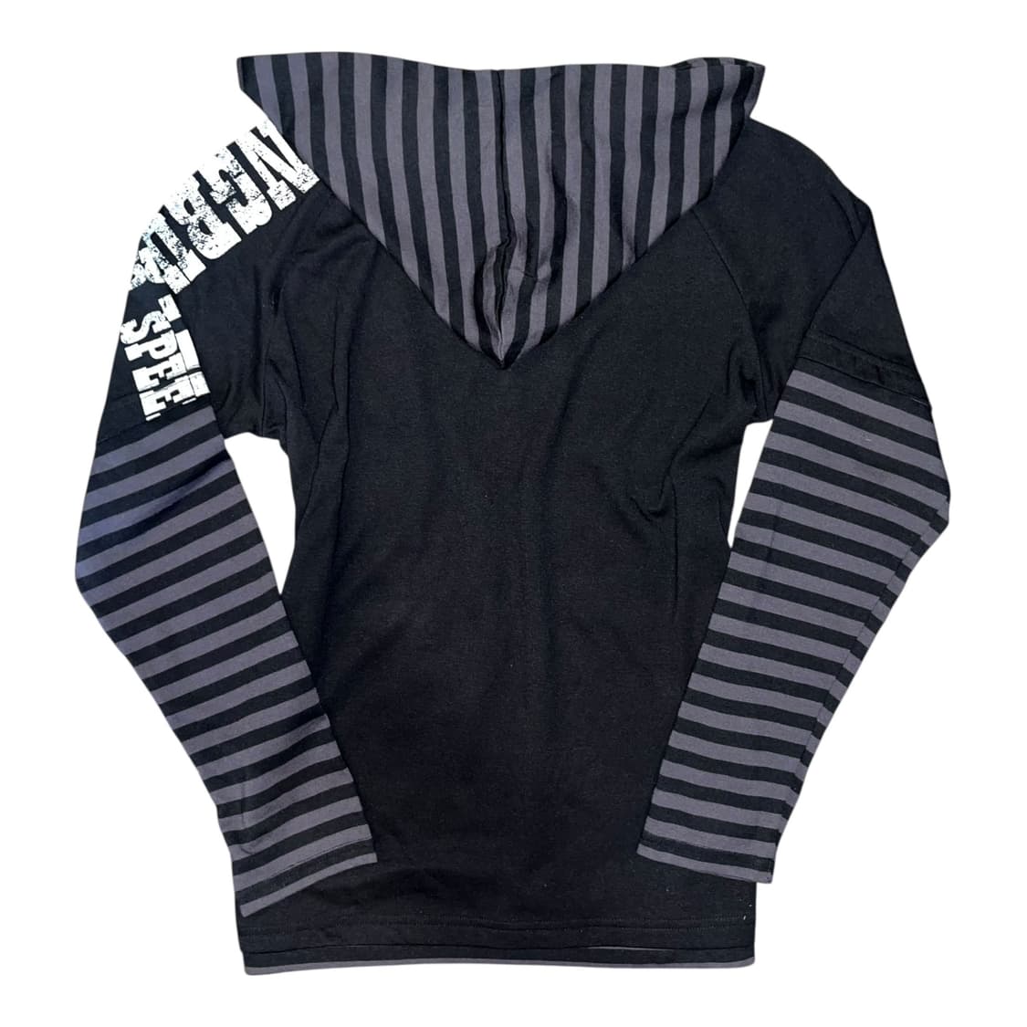 해골프린팅 스트라이프 후드 레이어드 긴팔티 펑크y2k 상품이미지4