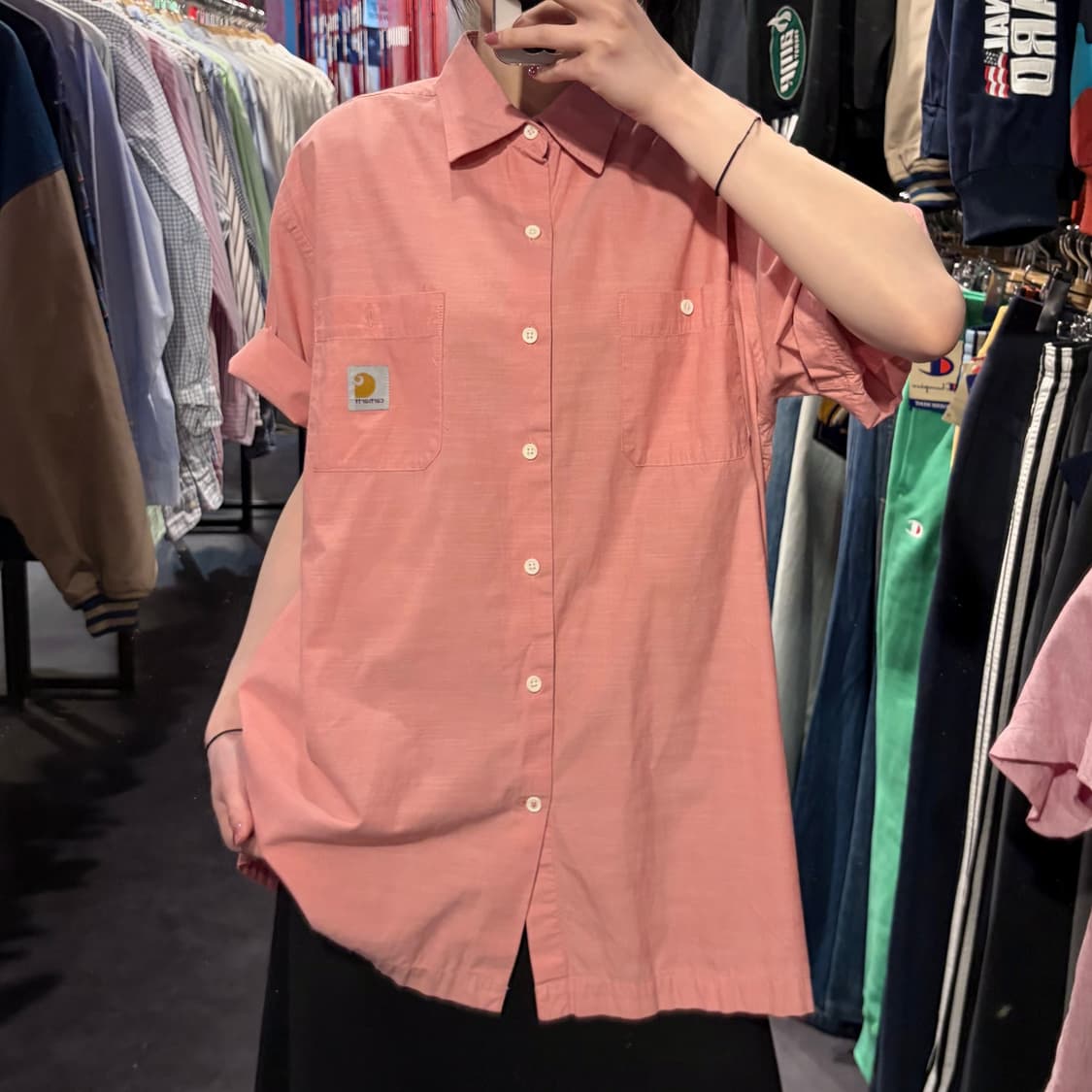[IM] Carhartt 칼하트 반팔 셔츠 코랄 핑크 상품이미지1