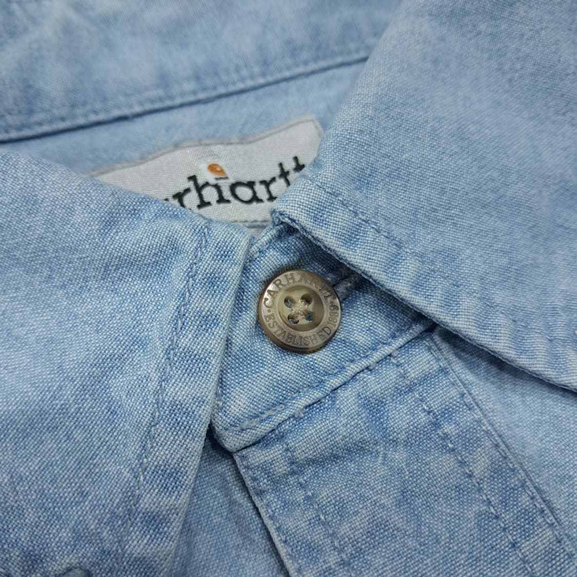 CL623 L 칼하트 00s 코튼 버튼다운 워크 데님 셔츠 남방 상품이미지5