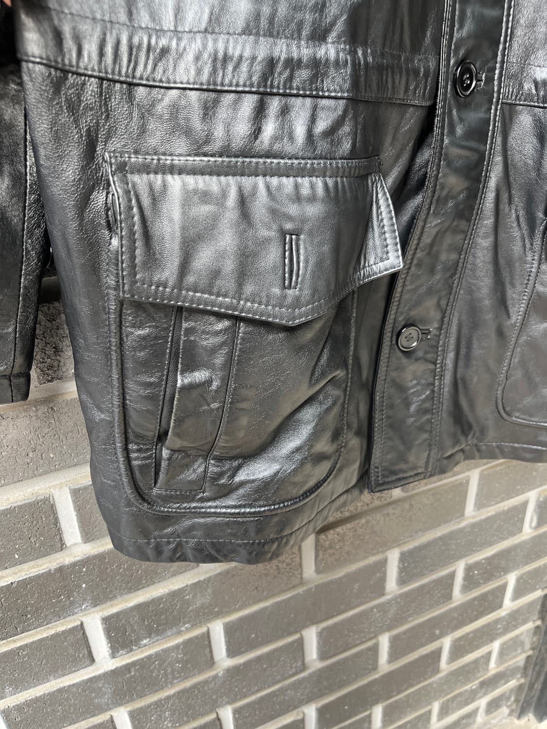 90s Genuine Lambskin 천연 양가죽 미디 자켓 상품이미지8
