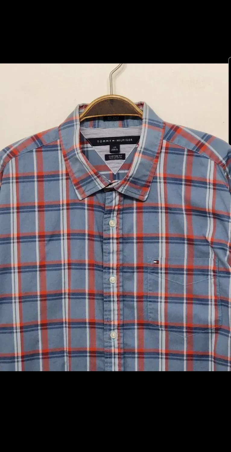 (L) 타미힐피거 남방 체크 셔츠 토미 로고 포켓  상품이미지2