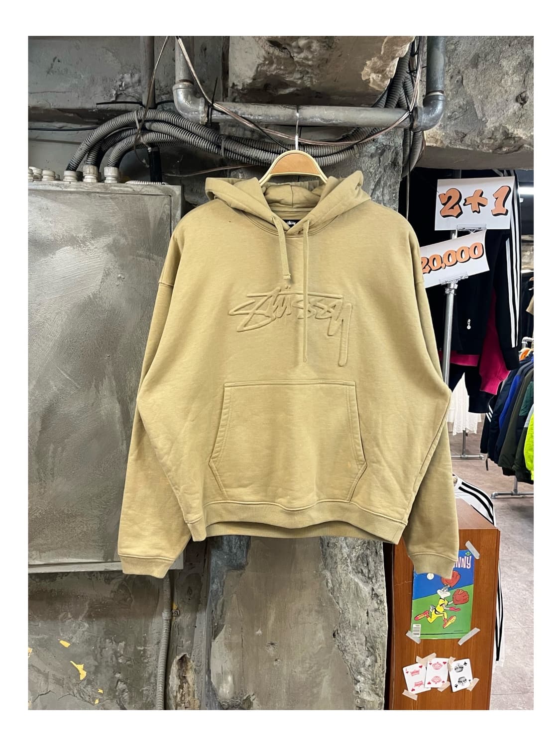 스투시 릴렉스드 오버사이즈드 기모 후드티 베이지 M #csz3769 상품이미지1