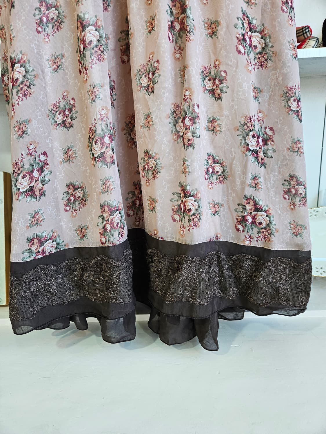 axes femme 로즈 패턴 레이스 쉬폰 원피스 상품이미지6