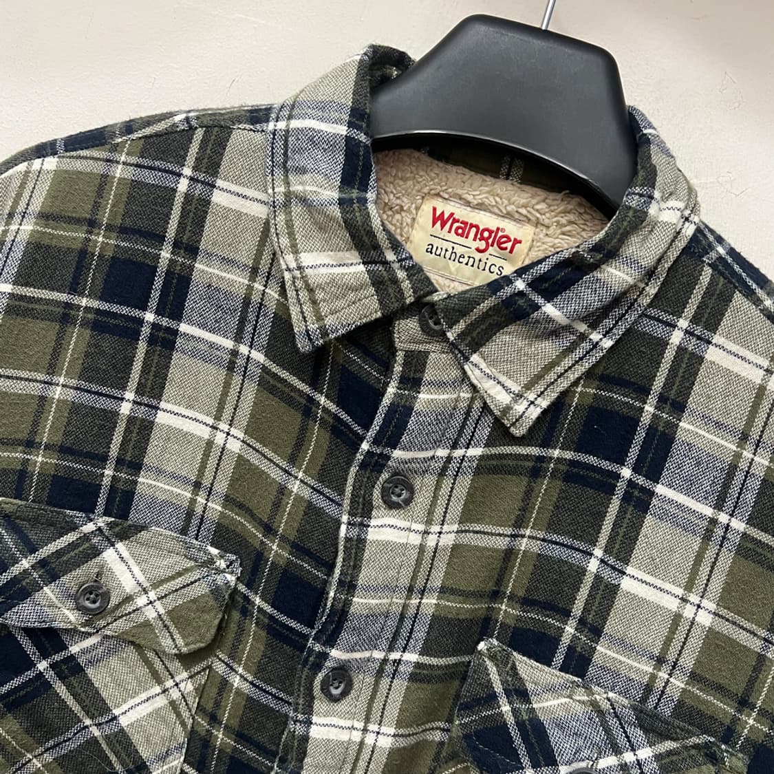 랭글러 카키 체크 웨스턴 플리스 셔츠 자켓 M 상품이미지3
