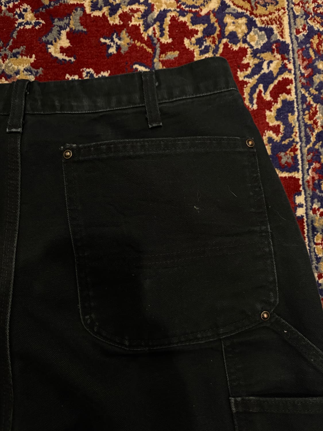 [B01] 빈티지 칼하트 더블니 블랙 썩블니 덩가리핏 34x30 상품이미지5