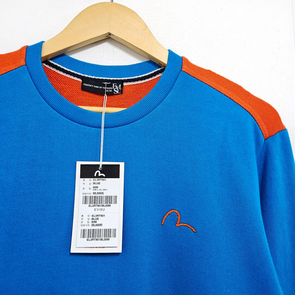 M) 새상품 EVISU 에비수 블루 맨투맨 상품이미지3