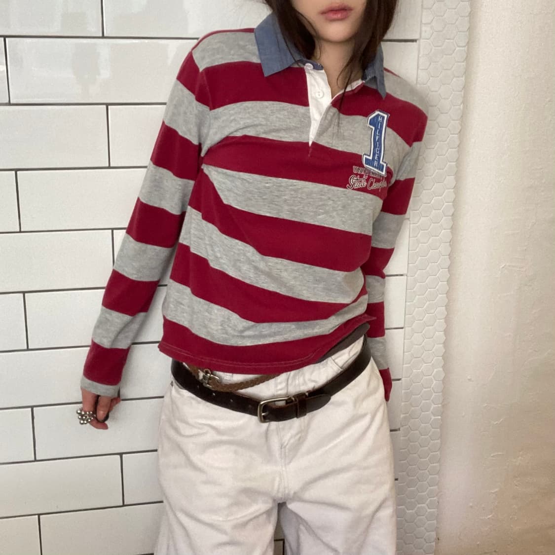 타미힐피거 슬림핏 카라 긴팔 티셔츠 상품이미지3