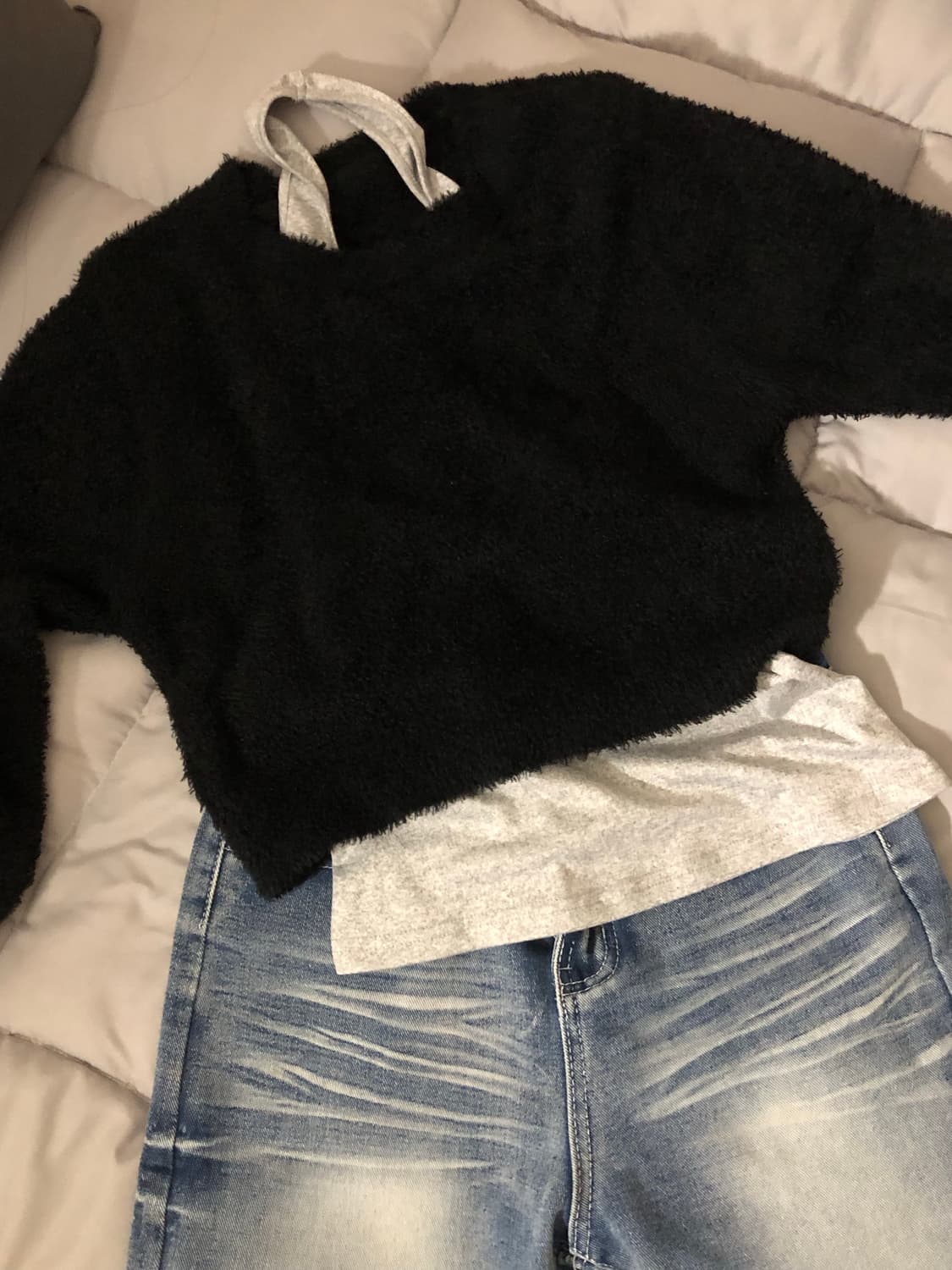 핑거홀(핸드워머) 니트 블랙 상품이미지1