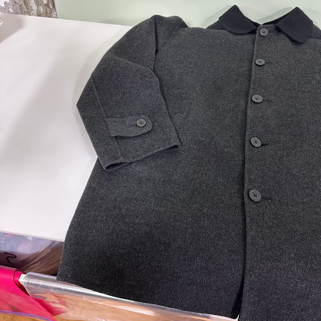 100 런던포그 차콜 카라배색 하프 발마칸코트 상품이미지2