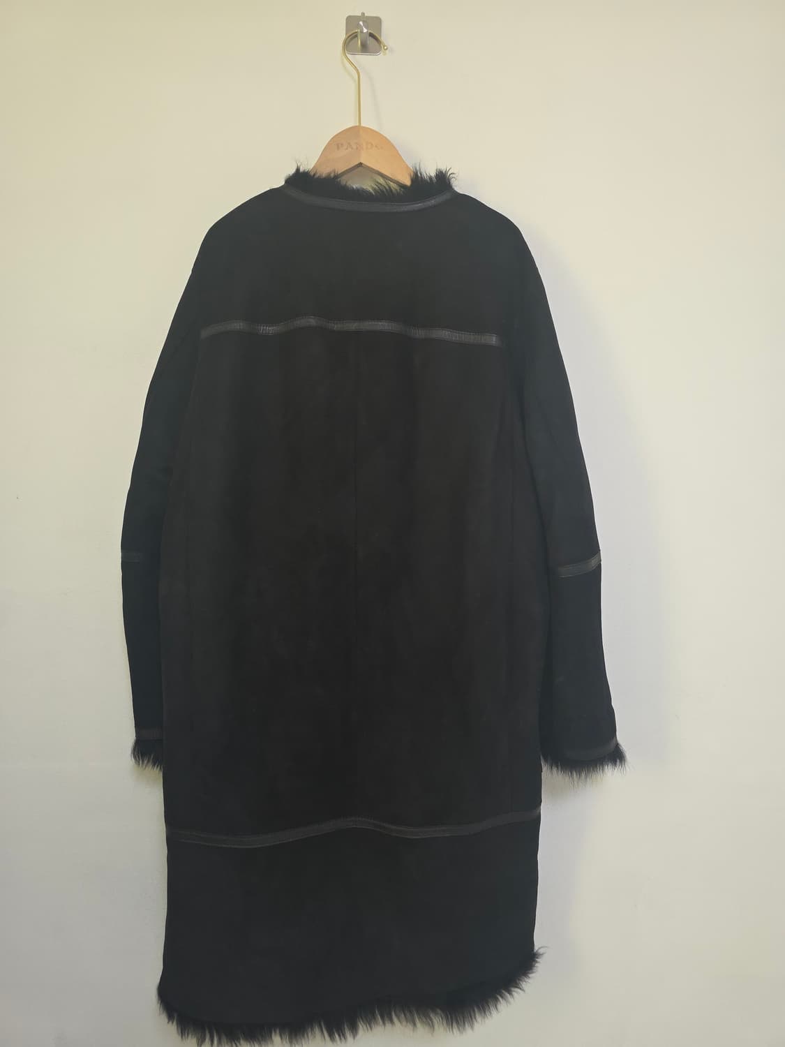 Maje 마쥬 블랙 롱 무스탕 양가죽100% 양모피100% 1 상품이미지3