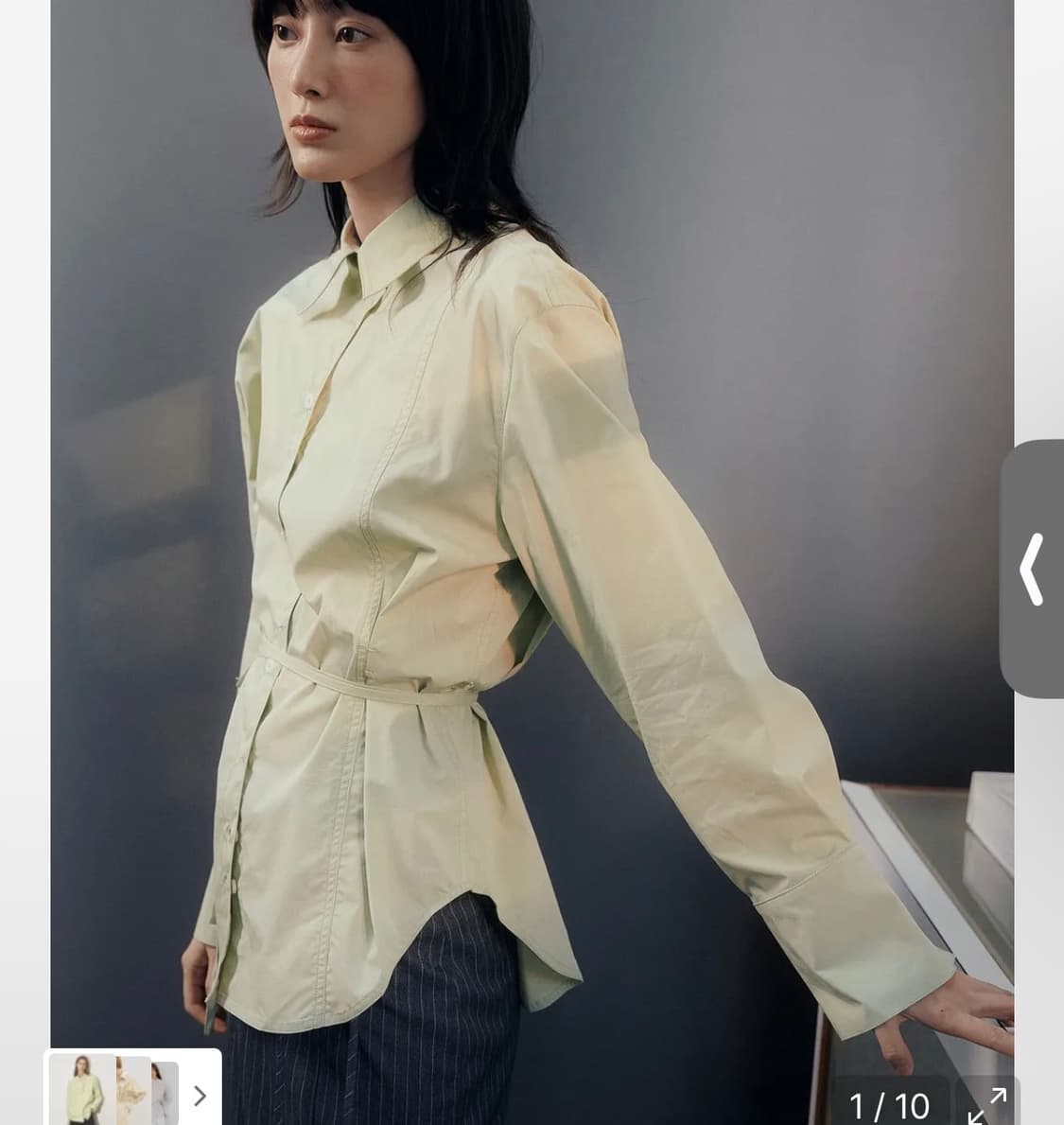 제너럴아이디어 벨티드 핀턱 셔츠 상품이미지1